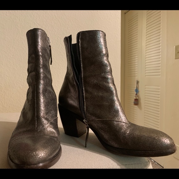 Ernesto Dolani Burnt Silver Booties With Zipper Size 37 - Picture 3 of 5